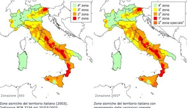 Zone sismiche territorio italiano